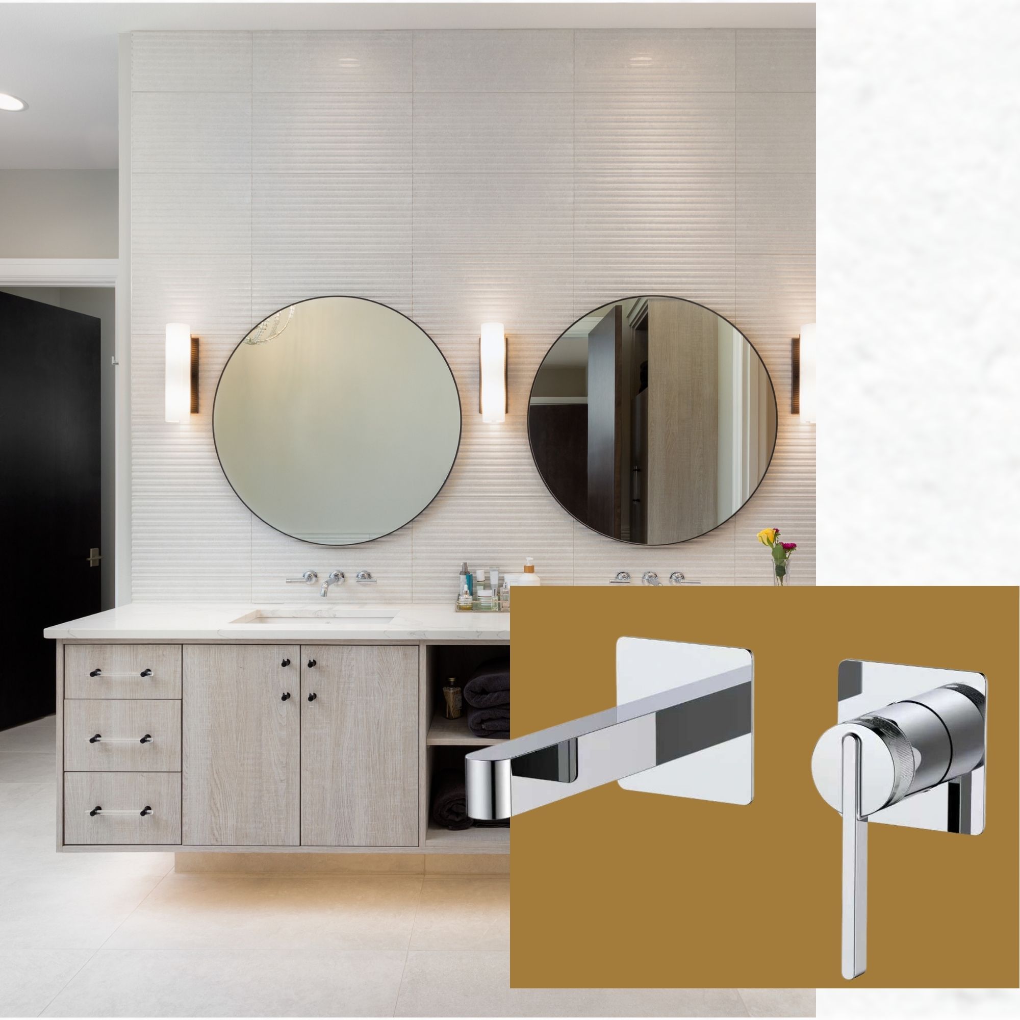 Złota umywalkowa bateria podtynkowa